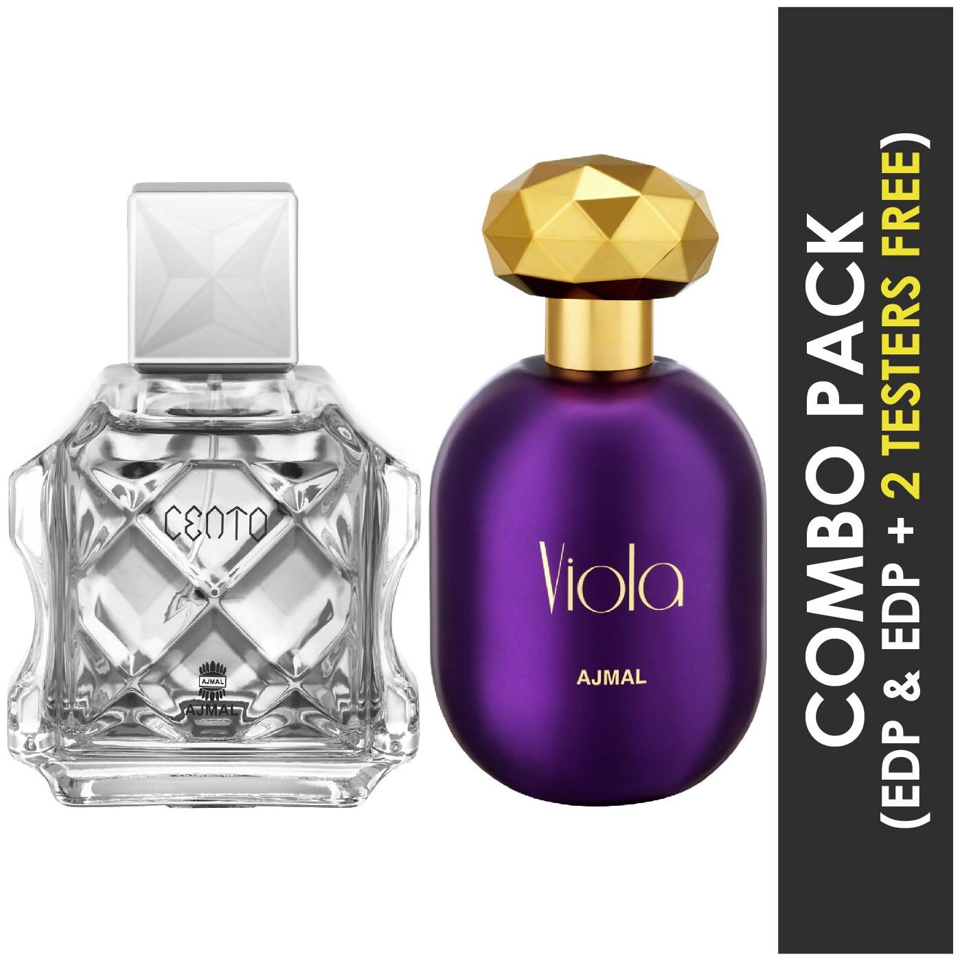 Ajmal Cento EDP Citrus Aromatic Perfume 100ml for Men and Viola EDP Fruity Floral Perfume 75ml for Women
Ajmal Cento EDP Citrus Aromatic Perfume 100ml for Men and Viola EDP Fruity Floral Perfume 75ml for Women