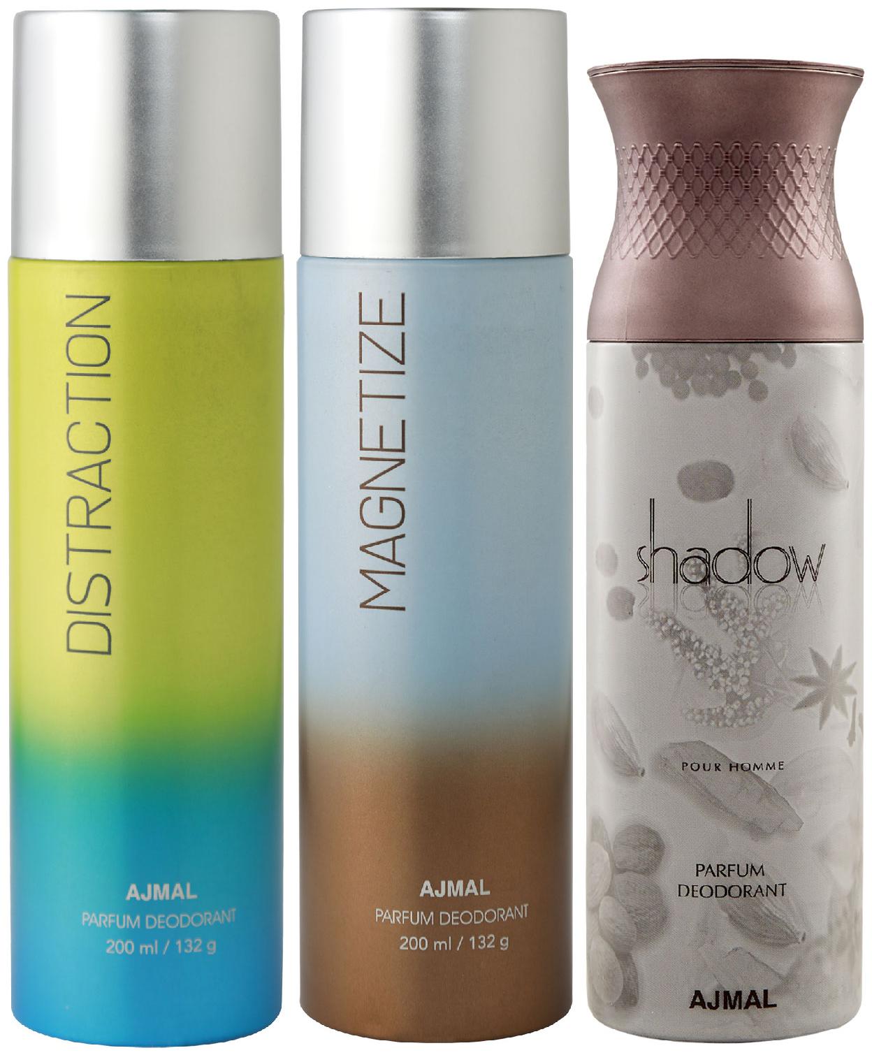 Ajmal Distraction and Magnetize for Men Women and Shadow Him for Men High Quality Deodorants 200 ml Each ( Pack of 3 )
Ajmal Distraction and Magnetize for Men Women and Shadow Him for Men High Quality Deodorants 200 ml Each ( Pack of 3 )