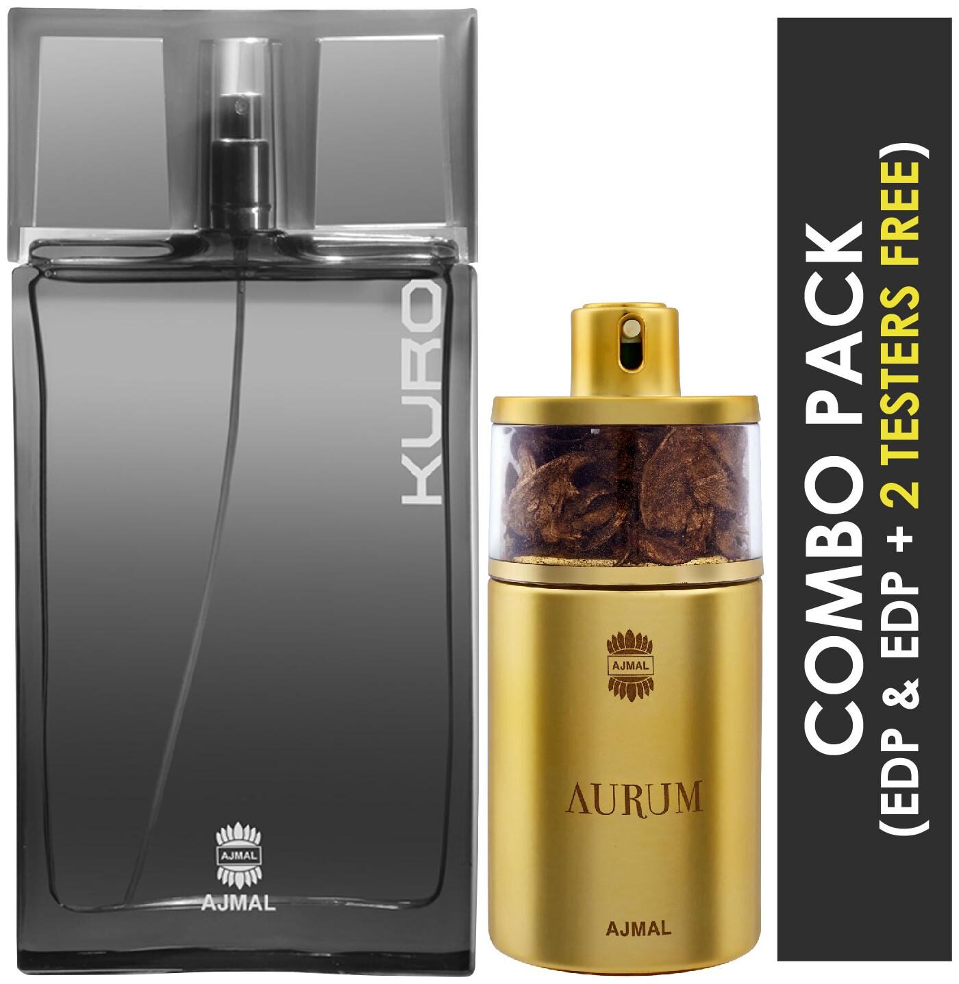 Ajmal Kuro EDP Aromatic Spicy Perfume 90ml for Men and Ajmal Aurum EDP Fruity Floral Perfume 75ml for Women (Pack of 2)
Ajmal Kuro EDP Aromatic Spicy Perfume 90ml for Men and Ajmal Aurum EDP Fruity Floral Perfume 75ml for Women (Pack of 2)