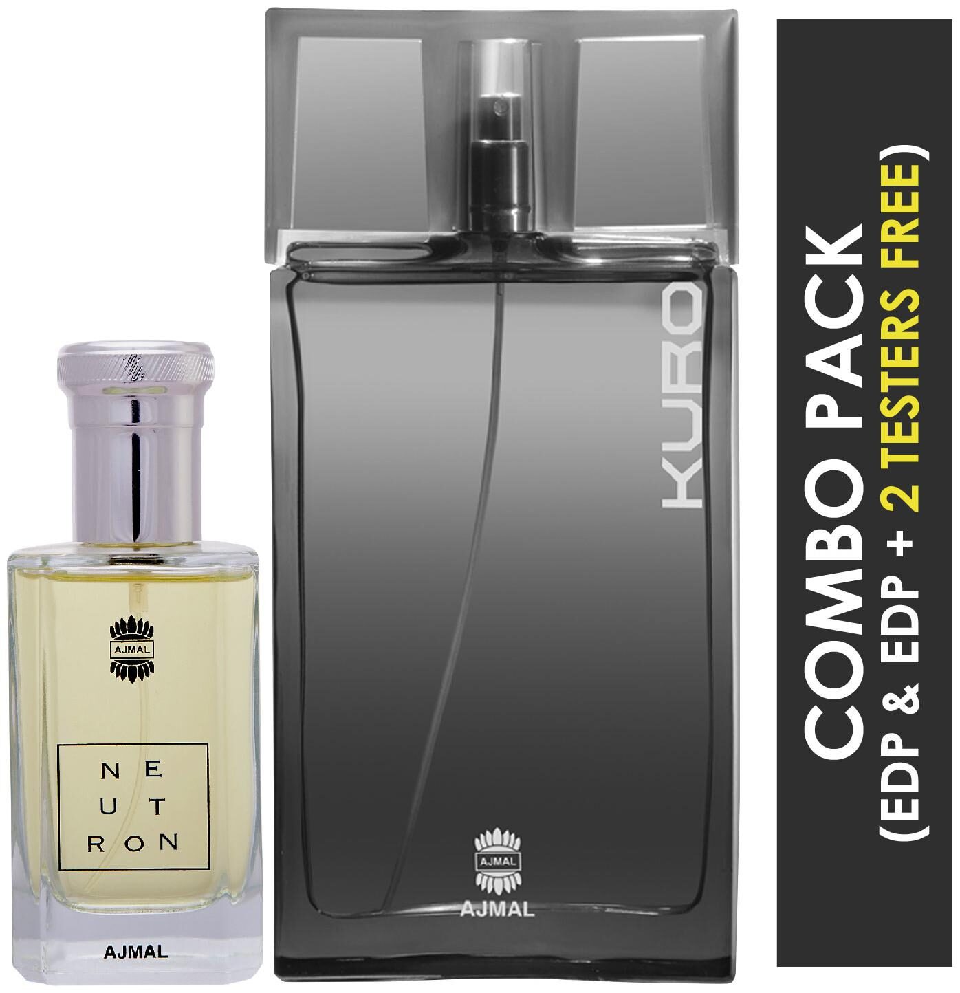 Ajmal Neutron EDP Citrus Fruity Perfume 100ml for Men and Ajmal Kuro EDP Aromatic Spicy Perfume 90ml for Men (Pack of 2)
Ajmal Neutron EDP Citrus Fruity Perfume 100ml for Men and Ajmal Kuro EDP Aromatic Spicy Perfume 90ml for Men (Pack of 2)