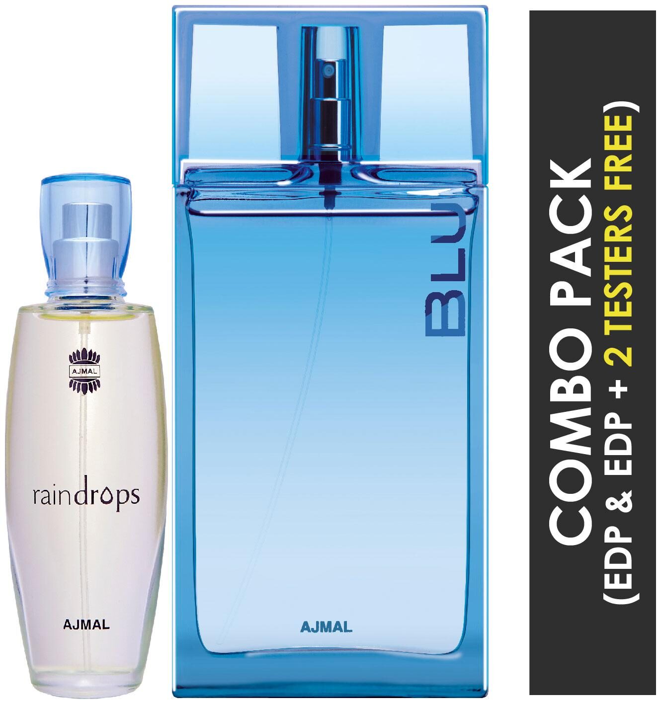 Ajmal Raindrops EDP Floral Chypre Perfume 50ml for Women and Ajmal Blu EDP Aquatic Woody Perfume 90ml for Men
Ajmal Raindrops EDP Floral Chypre Perfume 50ml for Women and Ajmal Blu EDP Aquatic Woody Perfume 90ml for Men