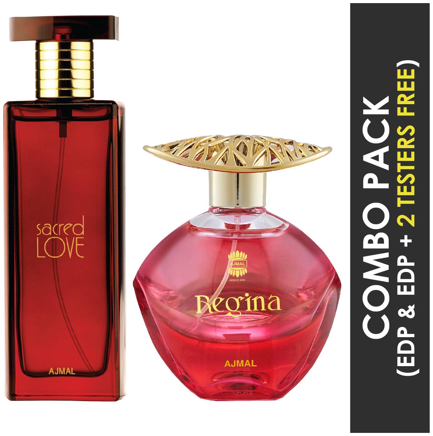 Ajmal Sacred Love EDP Floral Musky Perfume 50ml for Women and Ajmal Regina EDP Floral Fruity Perfume 100ml for Women
Ajmal Sacred Love EDP Floral Musky Perfume 50ml for Women and Ajmal Regina EDP Floral Fruity Perfume 100ml for Women