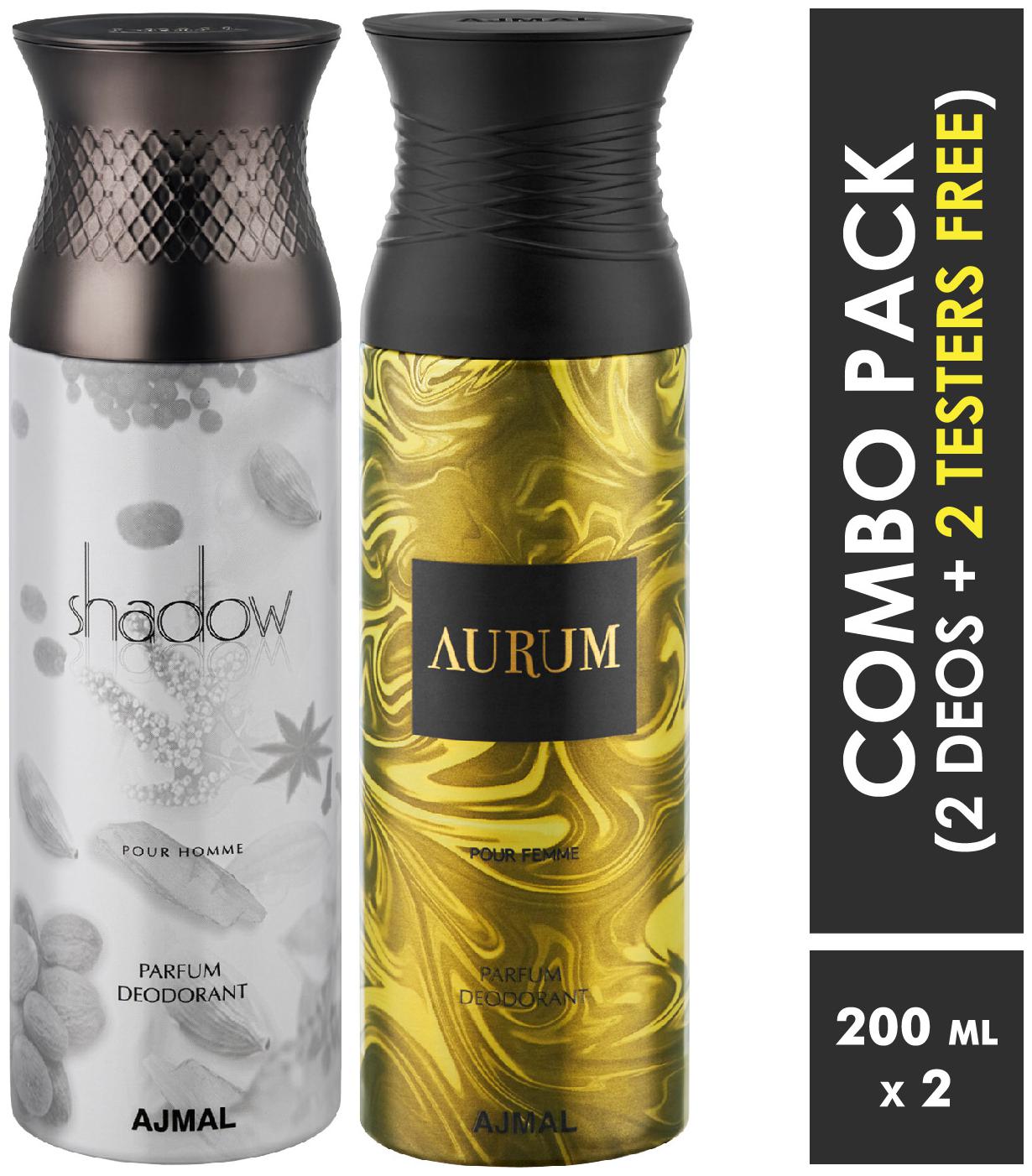 Ajmal ShadowHim Aurum Deodorant Spray for Men Women 200ml each (Pack of 2 400ml) 2 Parfum Testers Free
Ajmal ShadowHim Aurum Deodorant Spray for Men Women 200ml each (Pack of 2 400ml) 2 Parfum Testers Free