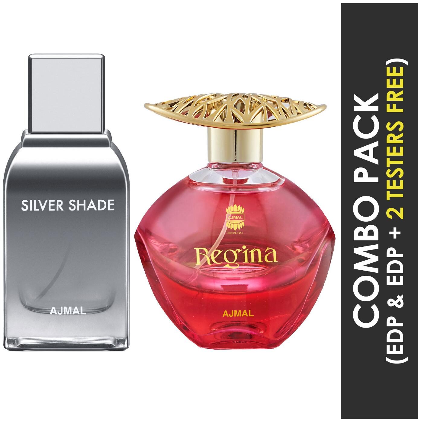 Ajmal Silver Shade EDP Citrus Woody Perfume 100ml for Men and Regina EDP Floral Fruity Perfume 100ml for Women
Ajmal Silver Shade EDP Citrus Woody Perfume 100ml for Men and Regina EDP Floral Fruity Perfume 100ml for Women