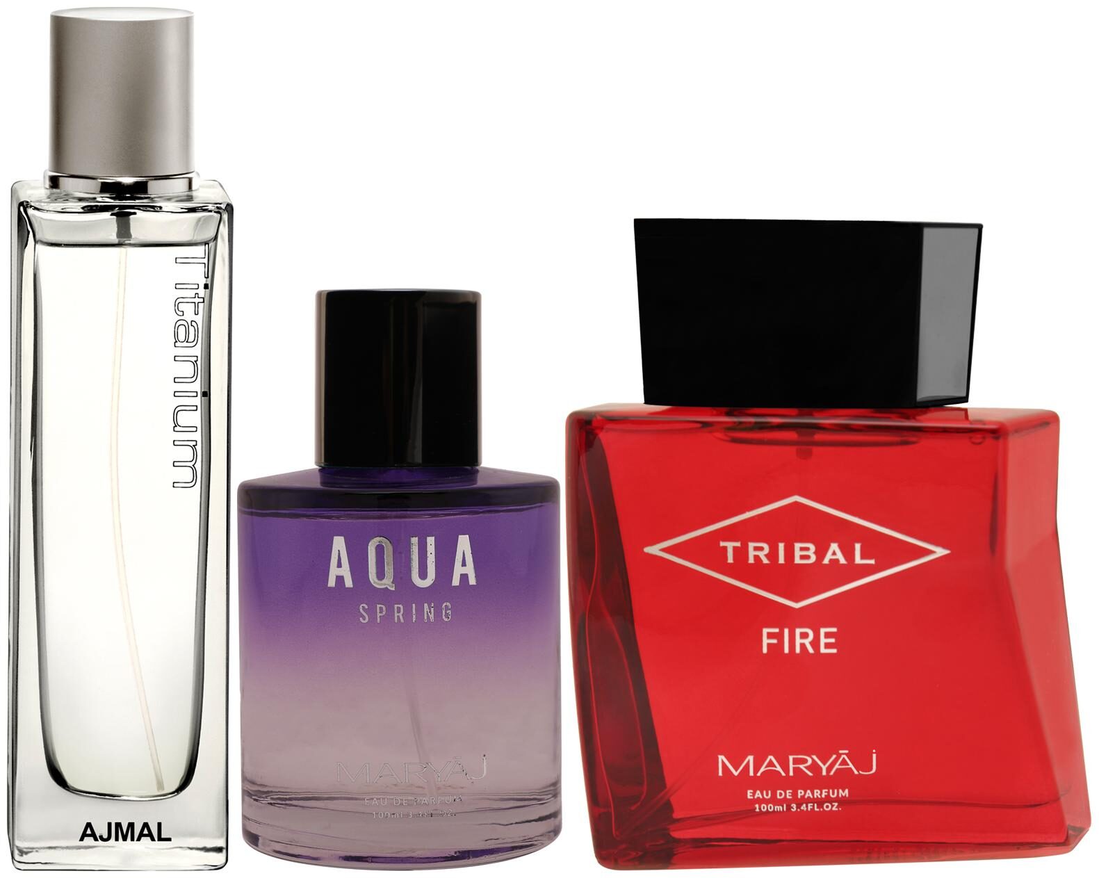 Ajmal Titanium EDP Fresh Perfume Maryaj Aqua Spring EDP Maryaj Tribal Fire EDP 100ml (Pack of 3)
Ajmal Titanium EDP Fresh Perfume Maryaj Aqua Spring EDP Maryaj Tribal Fire EDP 100ml (Pack of 3)