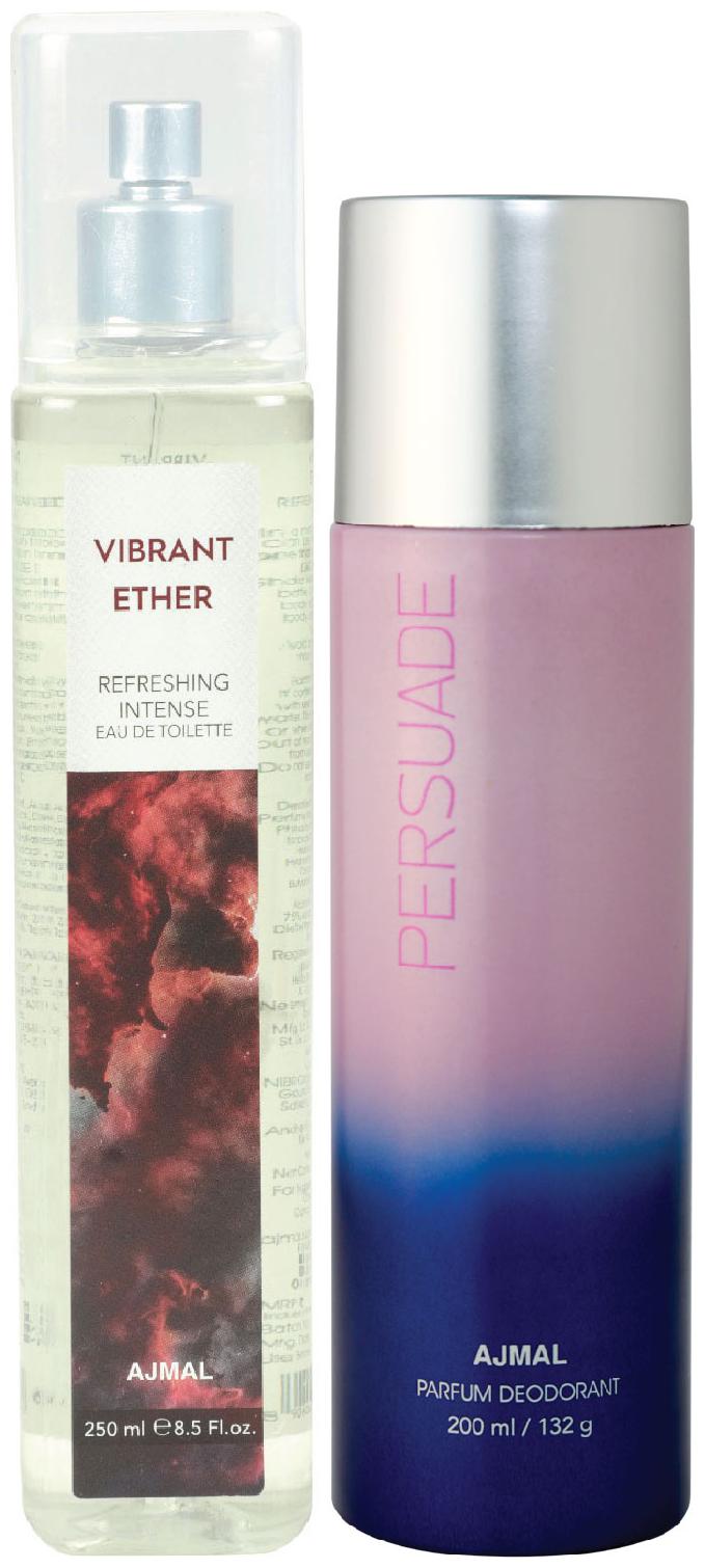 Ajmal Vibrant Ether Edt Of 250Ml Persuade High Quality Deodorant 200Ml Combo Pack Of 2 (Total 450Ml) For Men Women
Ajmal Vibrant Ether Edt Of 250Ml Persuade High Quality Deodorant 200Ml Combo Pack Of 2 (Total 450Ml) For Men Women