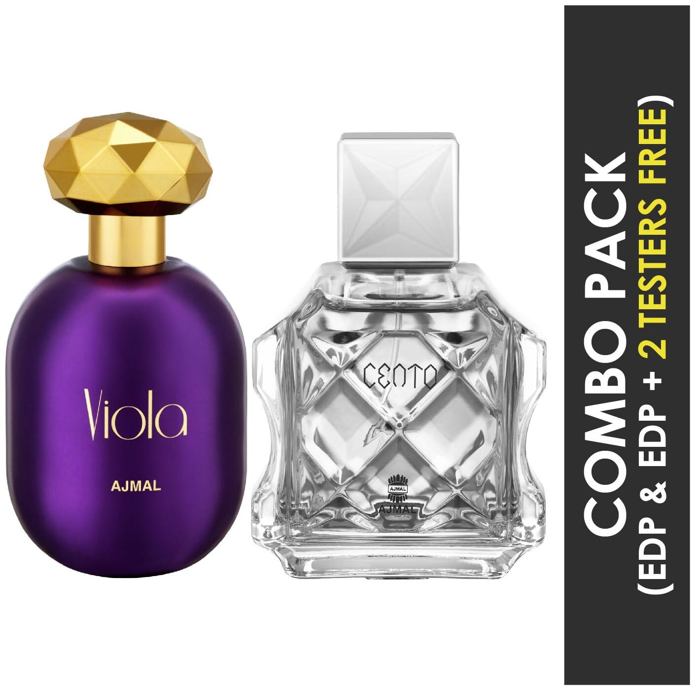 Ajmal Viola EDP Fruity Floral Perfume 75ml for Women and Cento EDP Citrus Aromatic Perfume 100ml for Men
Ajmal Viola EDP Fruity Floral Perfume 75ml for Women and Cento EDP Citrus Aromatic Perfume 100ml for Men