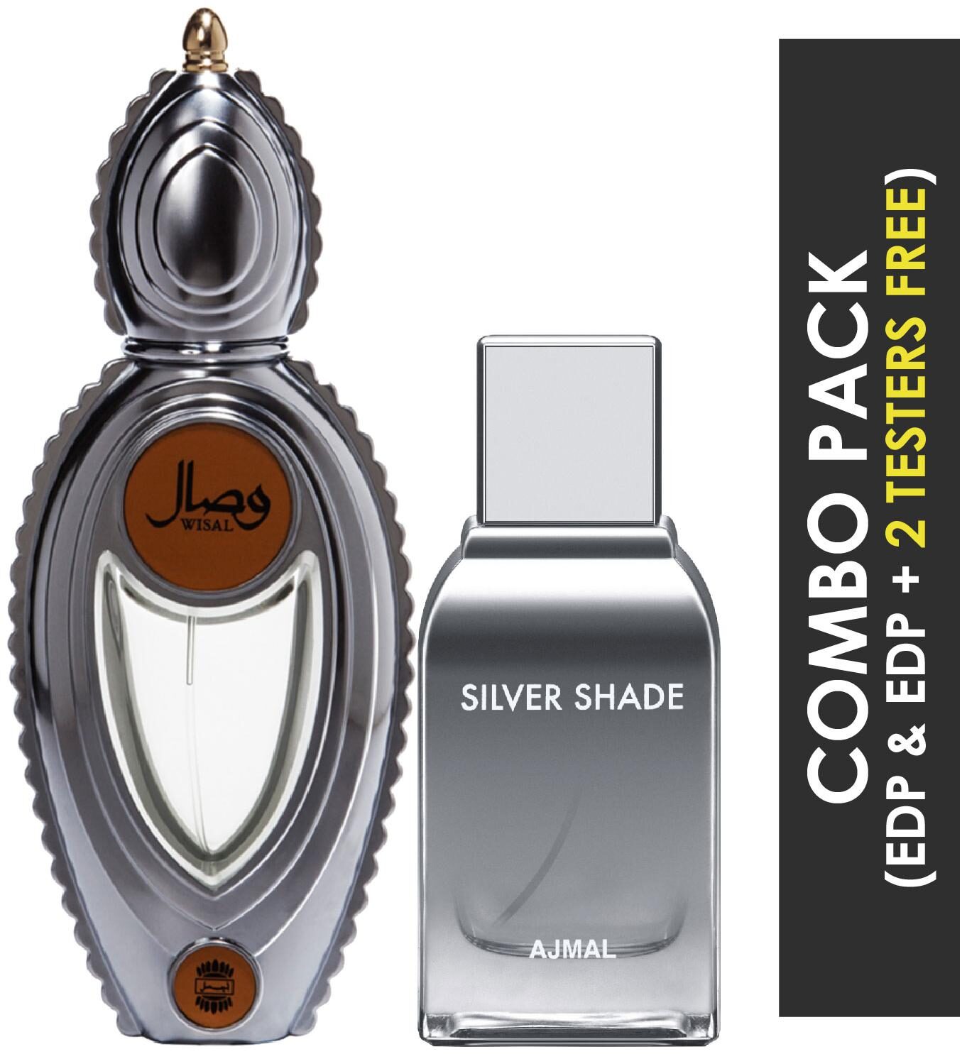 Ajmal Wisal EDP Floral Musky Perfume 50ml for Women and Silver Shade EDP Citrus Woody Perfume 100ml for Men
Ajmal Wisal EDP Floral Musky Perfume 50ml for Women and Silver Shade EDP Citrus Woody Perfume 100ml for Men