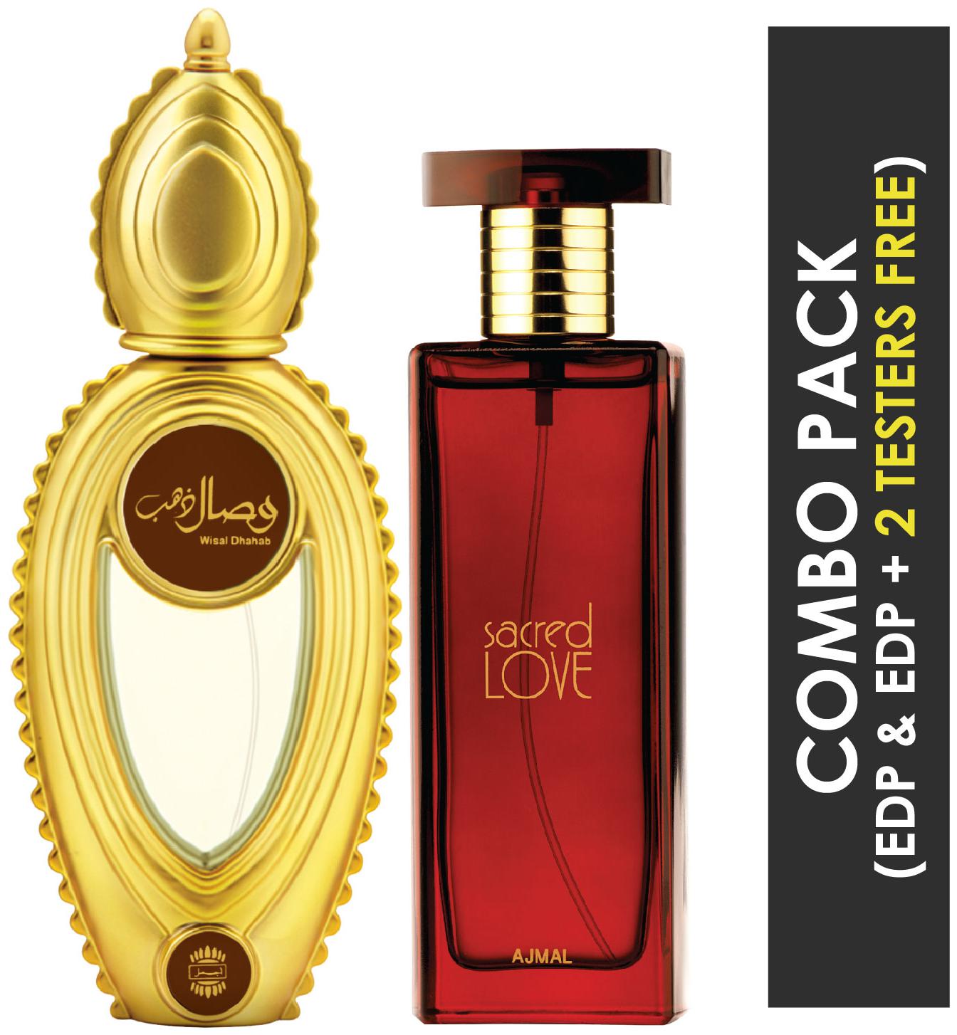 Ajmal Wisal Dhahab EDP Fruity Floral Perfume 50ml for Men and Ajmal Sacred Love EDP Floral Musky Perfume 50ml for Women (Pack of 2)
Ajmal Wisal Dhahab EDP Fruity Floral Perfume 50ml for Men and Ajmal Sacred Love EDP Floral Musky Perfume 50ml for Women (Pack of 2)