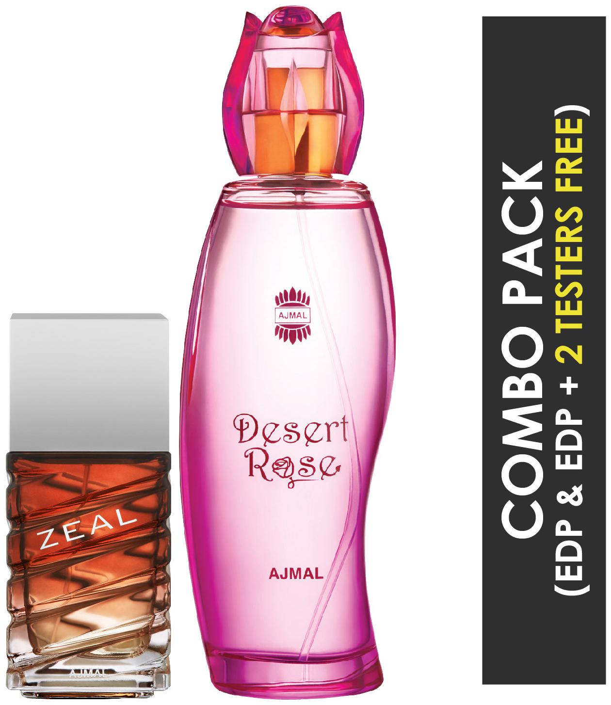 Ajmal Zeal EDP Aquatic Woody Perfume 100ml for Men and Desert Rose EDP Floral Oriental Perfume 100ml for Women
Ajmal Zeal EDP Aquatic Woody Perfume 100ml for Men and Desert Rose EDP Floral Oriental Perfume 100ml for Women
