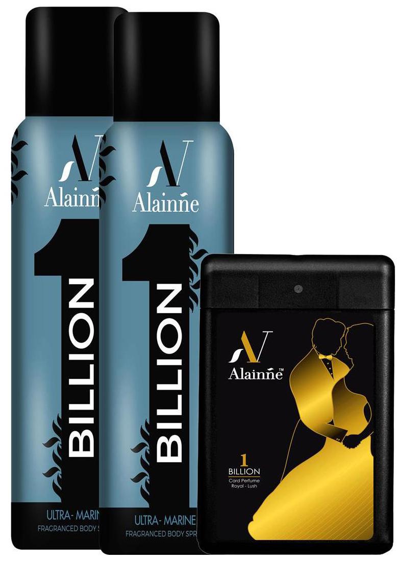 Alainne One Billion Ultra- Marine Royal Lush Pocket Perfume Body Spray For Men(Pack of 3)
Alainne One Billion Ultra- Marine Royal Lush Pocket Perfume Body Spray For Men(Pack of 3)