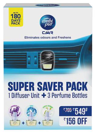 Ambi pur Car Freshener Super Saver Pack 1 Defuser 3 Fragrance (Aqua Lavender Spa Exotic Jasmine)
Ambi pur Car Freshener Super Saver Pack 1 Defuser 3 Fragrance (Aqua Lavender Spa Exotic Jasmine)