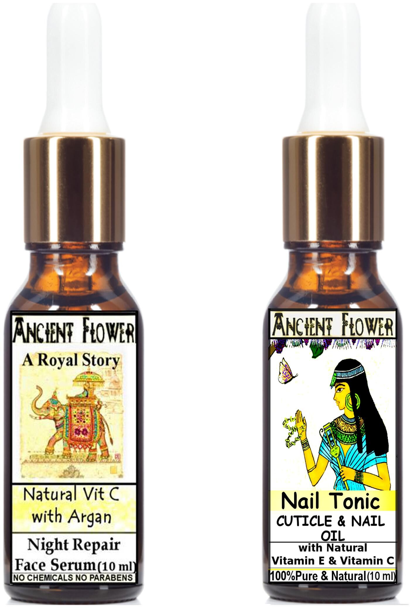 Ancient Flower - A Royal Story Face Serum (10ml) Nail Tonic Cuticle And Nail Care Oil With Natural Vitamin E and Vitamin C (10ml) (Pack of 2)
Ancient Flower - A Royal Story Face Serum (10ml) Nail Tonic Cuticle And Nail Care Oil With Natural Vitamin E and Vitamin C (10ml) (Pack of 2)