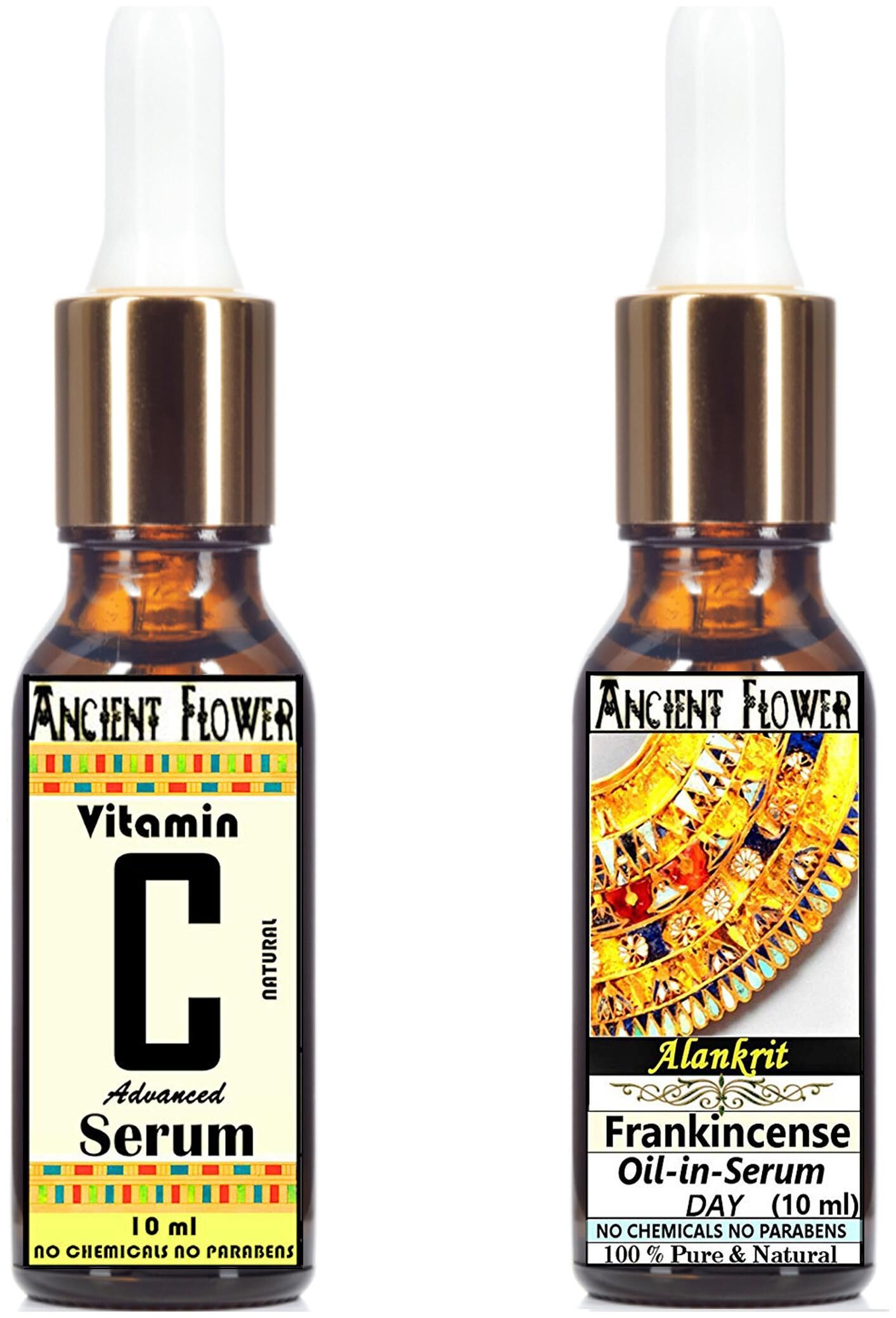 Ancient Flower - Alankrit - Frankincense Oil in Serum (Day) (10ml) Vitamin C Face Serum (natural) (10ml) (Pack of 2)
Ancient Flower - Alankrit - Frankincense Oil in Serum (Day) (10ml) Vitamin C Face Serum (natural) (10ml) (Pack of 2)