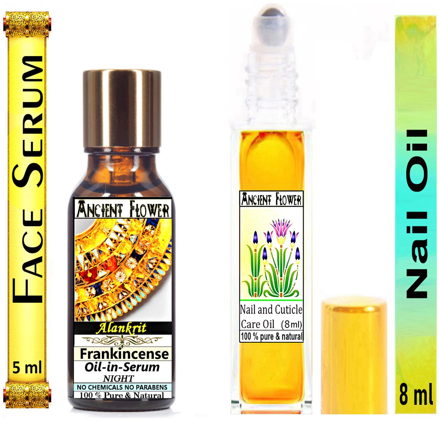 Ancient Flower Alankrit Night Face Serum 5 ml Nail And Cuticle Care Oil 8 ml (Pack Of 2)
Ancient Flower Alankrit Night Face Serum 5 ml Nail And Cuticle Care Oil 8 ml (Pack Of 2)