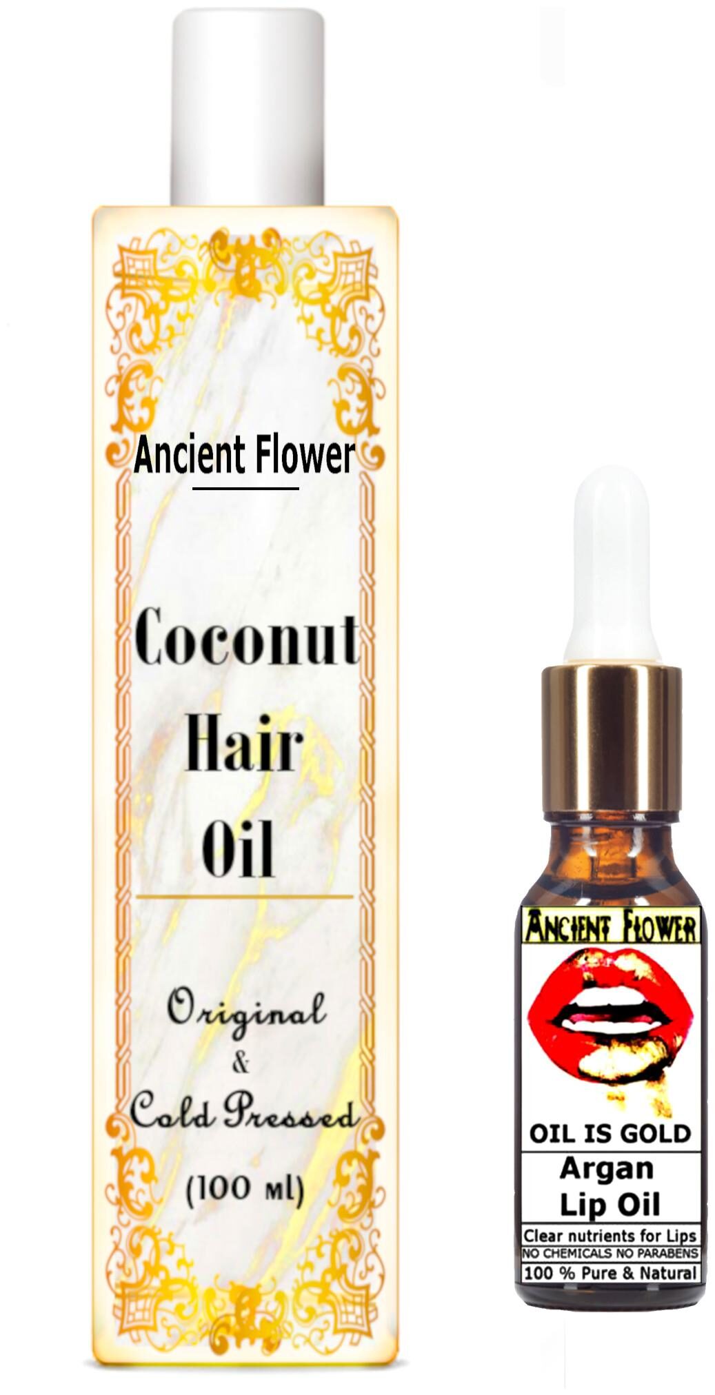 Ancient Flower Coconut Cold Pressed Hair Oil 100 ml Oil Is Gold Argan Lip Oil Lip oil 10 ml Combo (Pack Of 2)
Ancient Flower Coconut Cold Pressed Hair Oil 100 ml Oil Is Gold Argan Lip Oil Lip oil 10 ml Combo (Pack Of 2)