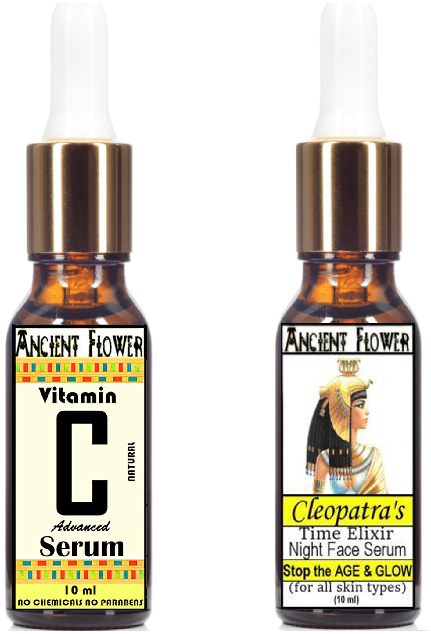 Ancient Flower - Cleopatra s Time Elixir Night Face Serum (10ml) Vitamin C Face Serum (natural) (10ml) (Pack of 2) 
Ancient Flower - Cleopatra s Time Elixir Night Face Serum (10ml) Vitamin C Face Serum (natural) (10ml) (Pack of 2)