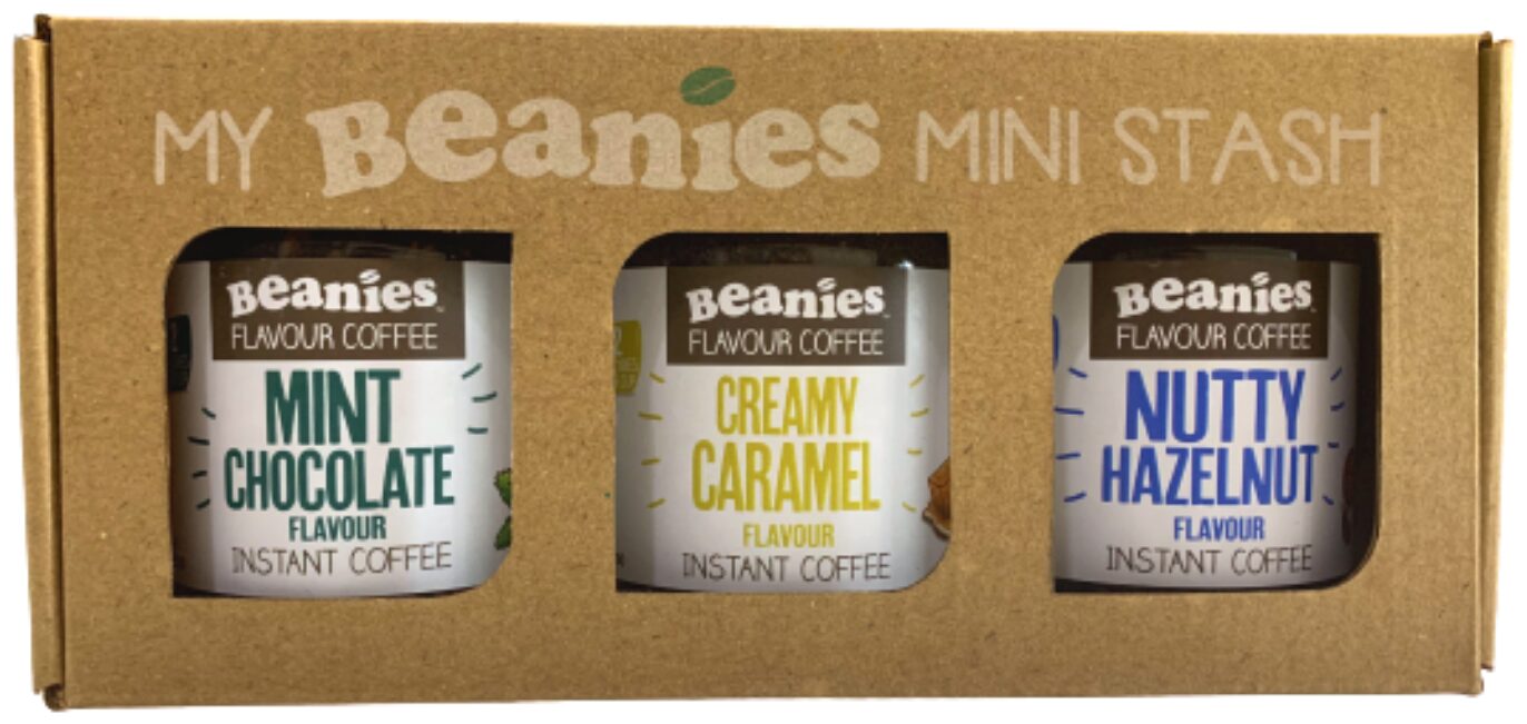 Beanies Flavoured Instant Coffee Gift Box- Mint Chocolate 50g Creamy Caramel 50g Nutty Hazelnut 50g (Pack of 3)
Beanies Flavoured Instant Coffee Gift Box- Mint Chocolate 50g Creamy Caramel 50g Nutty Hazelnut 50g (Pack of 3)