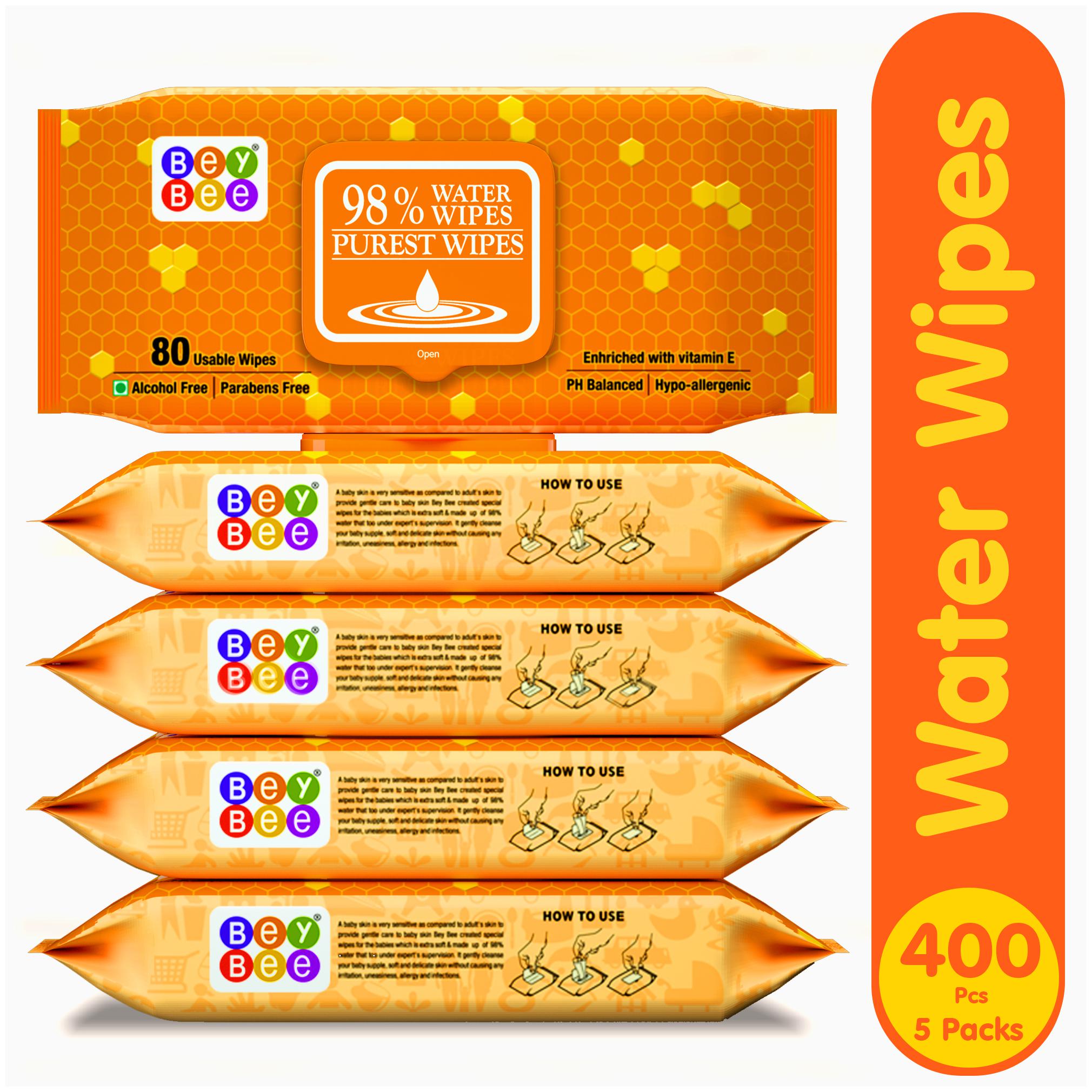 Bey Bee Paraben Free Hypoallergenic Baby Water Wipes For New Born Babies With Lid Fliptop 80 wipes (Pack of 5)
Bey Bee Paraben Free Hypoallergenic Baby Water Wipes For New Born Babies With Lid Fliptop 80 wipes (Pack of 5)