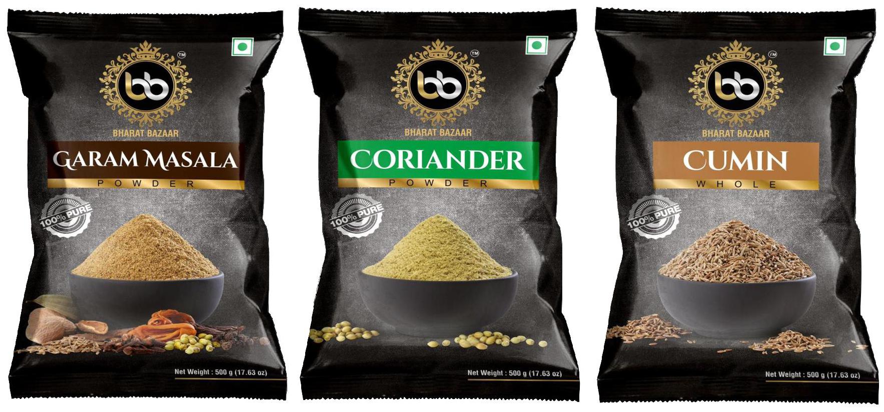 Bharat Bazaar Garam Masala Powder Coriander Powder Cumin Whole combo 500g Each ( Pack of 3 )
Bharat Bazaar Garam Masala Powder Coriander Powder Cumin Whole combo 500g Each ( Pack of 3 )