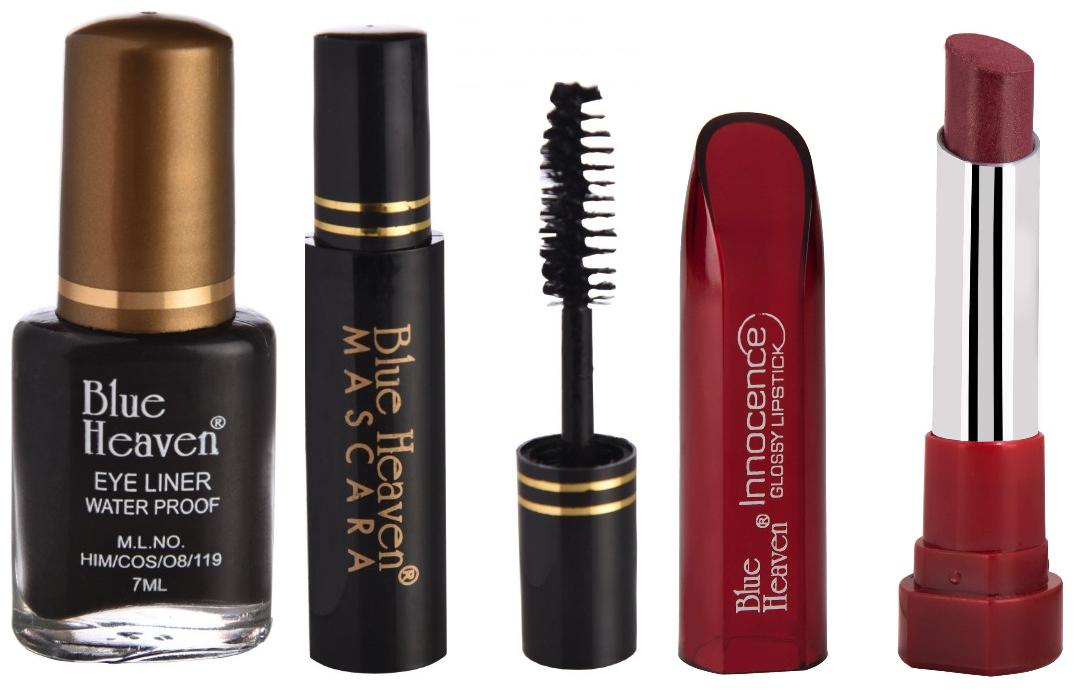 Blue Heaven Pack of 3 Classic Eyeliner 7ml Classic Mascara 6 5ml Innocence Glossy Lipsticks Shade 11 Plum (4 g)
Blue Heaven Pack of 3 Classic Eyeliner 7ml Classic Mascara 6 5ml Innocence Glossy Lipsticks Shade 11 Plum (4 g)