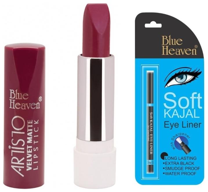 Blue Heaven Combo Of Black Soft Kajal (0 31g) Artisto Matte Lipsticks Shade 2 Plum (3 g)
Blue Heaven Combo Of Black Soft Kajal (0 31g) Artisto Matte Lipsticks Shade 2 Plum (3 g)