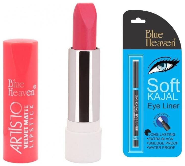 Blue Heaven Combo Of Black Soft Kajal (0 31g) Artisto Matte Lipsticks Shade 6 pink (3 g)
Blue Heaven Combo Of Black Soft Kajal (0 31g) Artisto Matte Lipsticks Shade 6 pink (3 g)