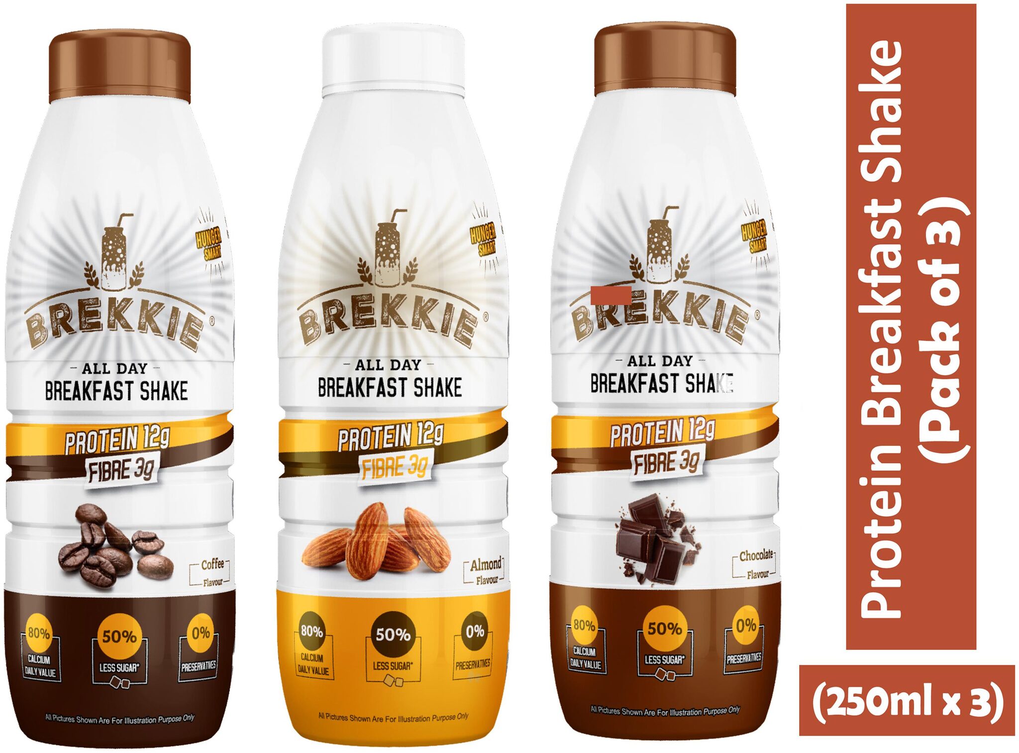 BREKKIE Protein Breakfast Shake Combo of Almond Chocolate Coffee Flavour 250ml (Pack of 3)
BREKKIE Protein Breakfast Shake Combo of Almond Chocolate Coffee Flavour 250ml (Pack of 3)