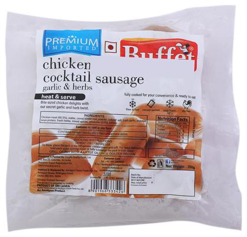 Buffet Chicken Cocktail Sausage - Garlic Herbs (Heat Serve) 200 g
Buffet Chicken Cocktail Sausage - Garlic Herbs (Heat Serve) 200 g