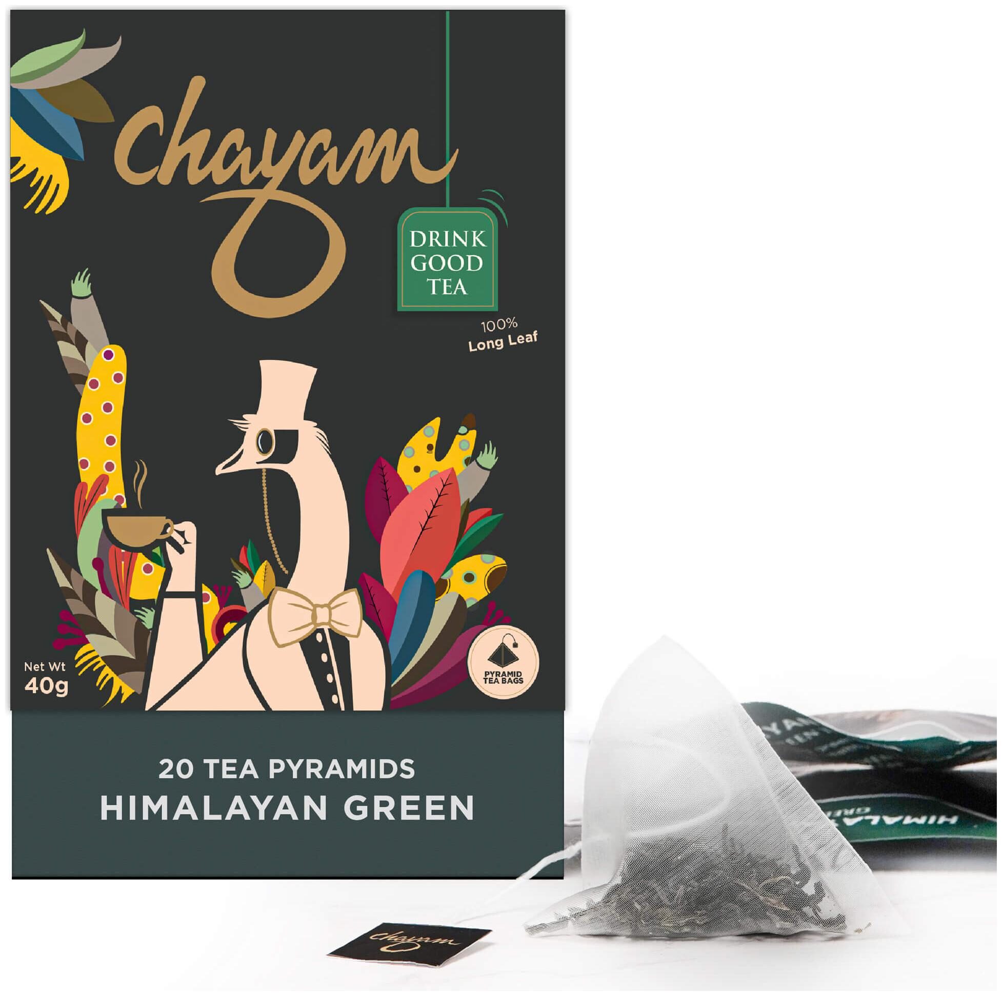 CHAYAM Pure Himalayan Green Tea - Premium 100 Whole Leaf Pyramid Tea Bags( 20 x 2g)
CHAYAM Pure Himalayan Green Tea - Premium 100 Whole Leaf Pyramid Tea Bags( 20 x 2g)