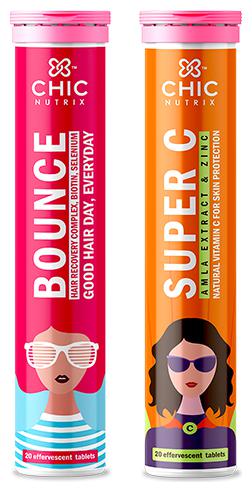 Chicnutrix Bounce Chicnutrix Super C -Effervescent Tablets Each For Strong Hair And Clear Skin (20 Tablets X 2) Pack Of 2
Chicnutrix Bounce Chicnutrix Super C -Effervescent Tablets Each For Strong Hair And Clear Skin (20 Tablets X 2) Pack Of 2