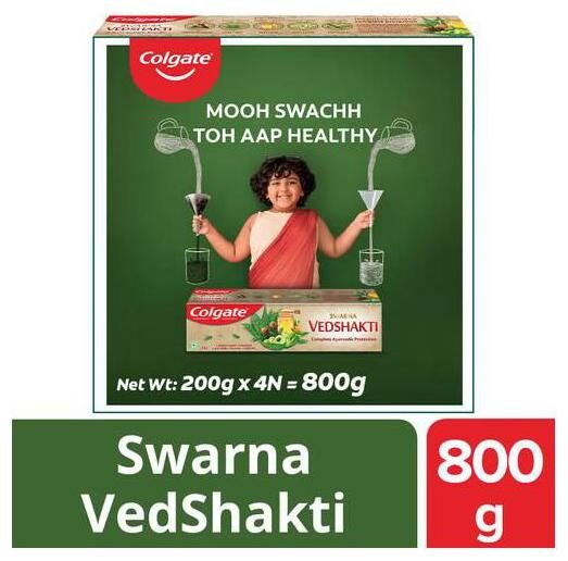 Colgate Swarna Vedshakti Ayurvedic Toothpaste - Anti-Bacterial Paste With Neem Clove And Honey 800g Pack Of 4
Colgate Swarna Vedshakti Ayurvedic Toothpaste - Anti-Bacterial Paste With Neem Clove And Honey 800g Pack Of 4