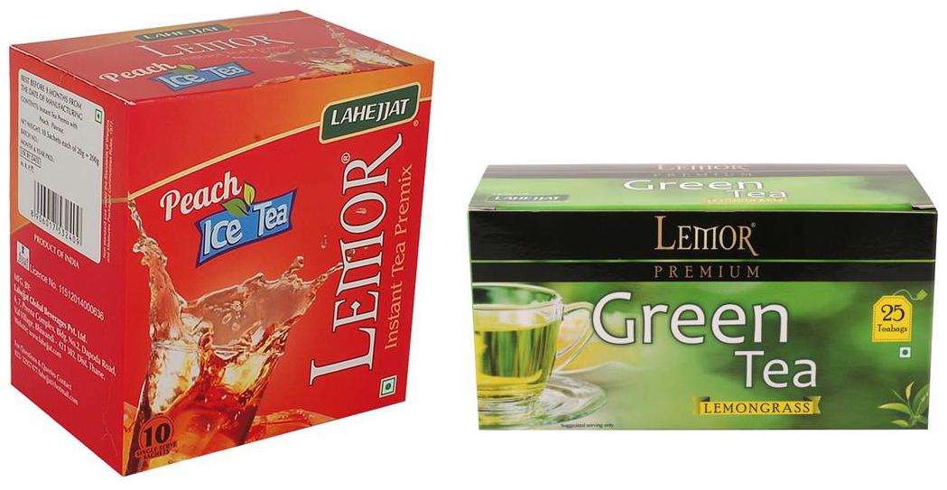 Combo Pack of Lemor Peach Ice Tea (10 sachet pack) and Lemongrass Green Tea 25 Tea Bag
Combo Pack of Lemor Peach Ice Tea (10 sachet pack) and Lemongrass Green Tea 25 Tea Bag
