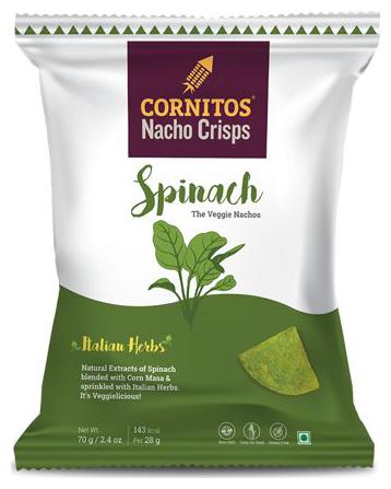 Cornitos Nachos - Spinach 70 g
Cornitos Nachos - Spinach 70 g