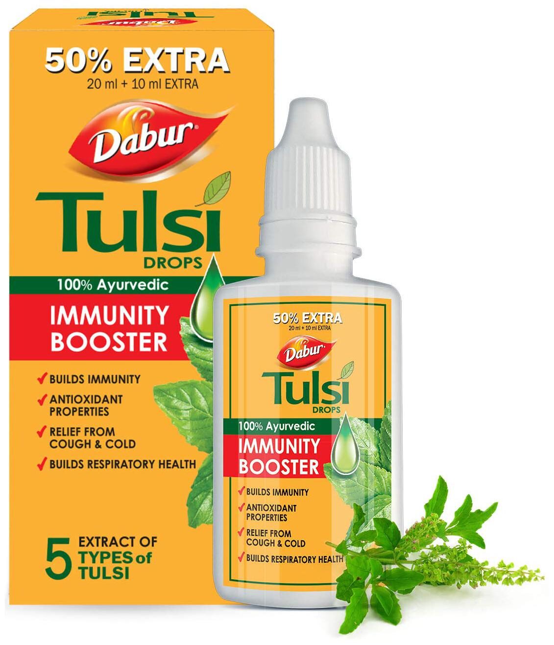 Dabur Tulsi Drops- 50 Extra Concentrated Extract of 5 Rare Tulsi for Natural Immunity Boosting Cough and Cold Relief -30ml(Pack of 1)
Dabur Tulsi Drops- 50 Extra Concentrated Extract of 5 Rare Tulsi for Natural Immunity Boosting Cough and Cold Relief -30ml(Pack of 1)