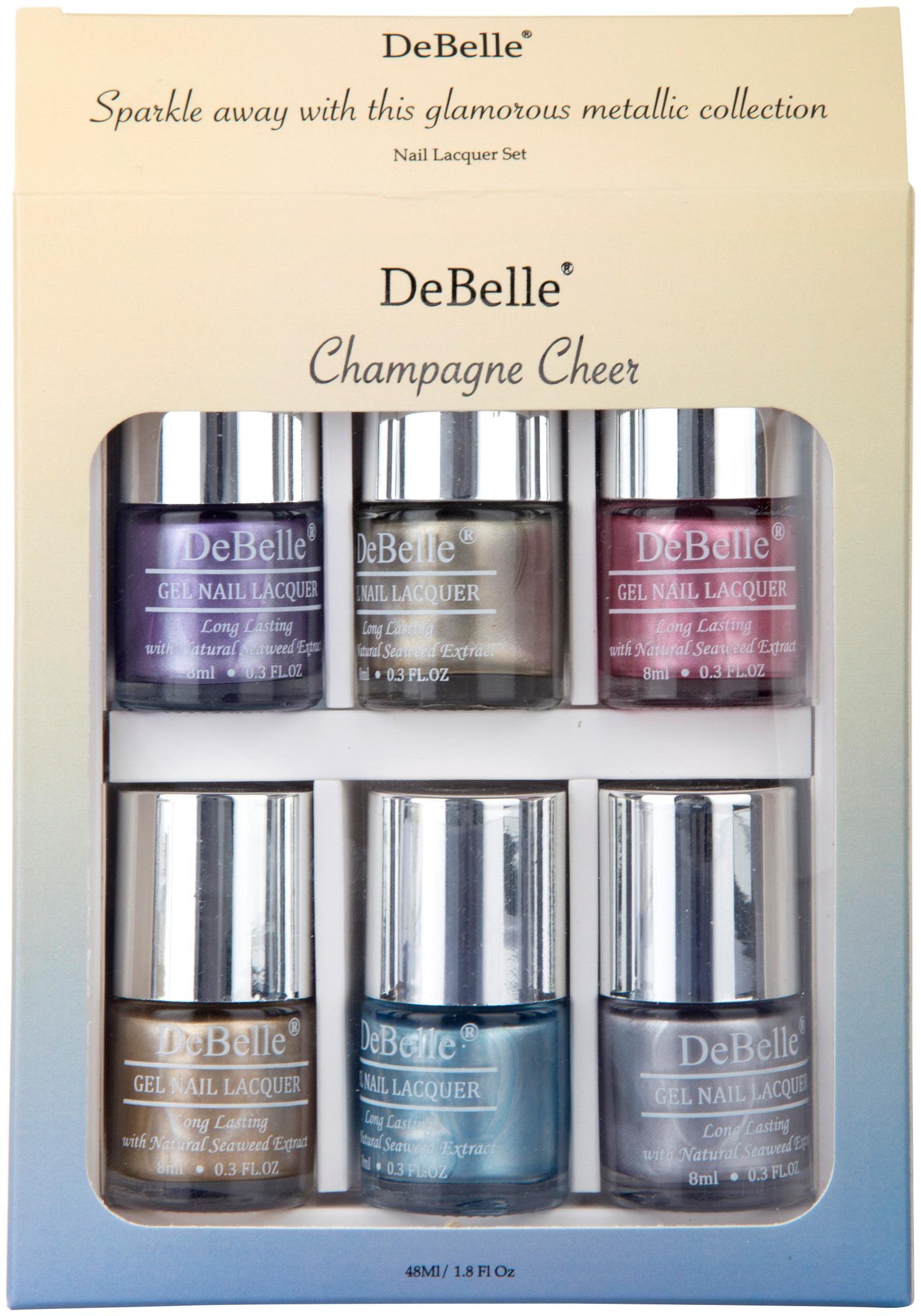 DeBelle Champagne Cheer Chrome Nail Polish gift set of 6 Chrome wine Chrome Silver Chrome Glaze Chrome Gold Aqua Frenzy Rustique Gold (48ml)
DeBelle Champagne Cheer Chrome Nail Polish gift set of 6 Chrome wine Chrome Silver Chrome Glaze Chrome Gold Aqua Frenzy Rustique Gold (48ml)