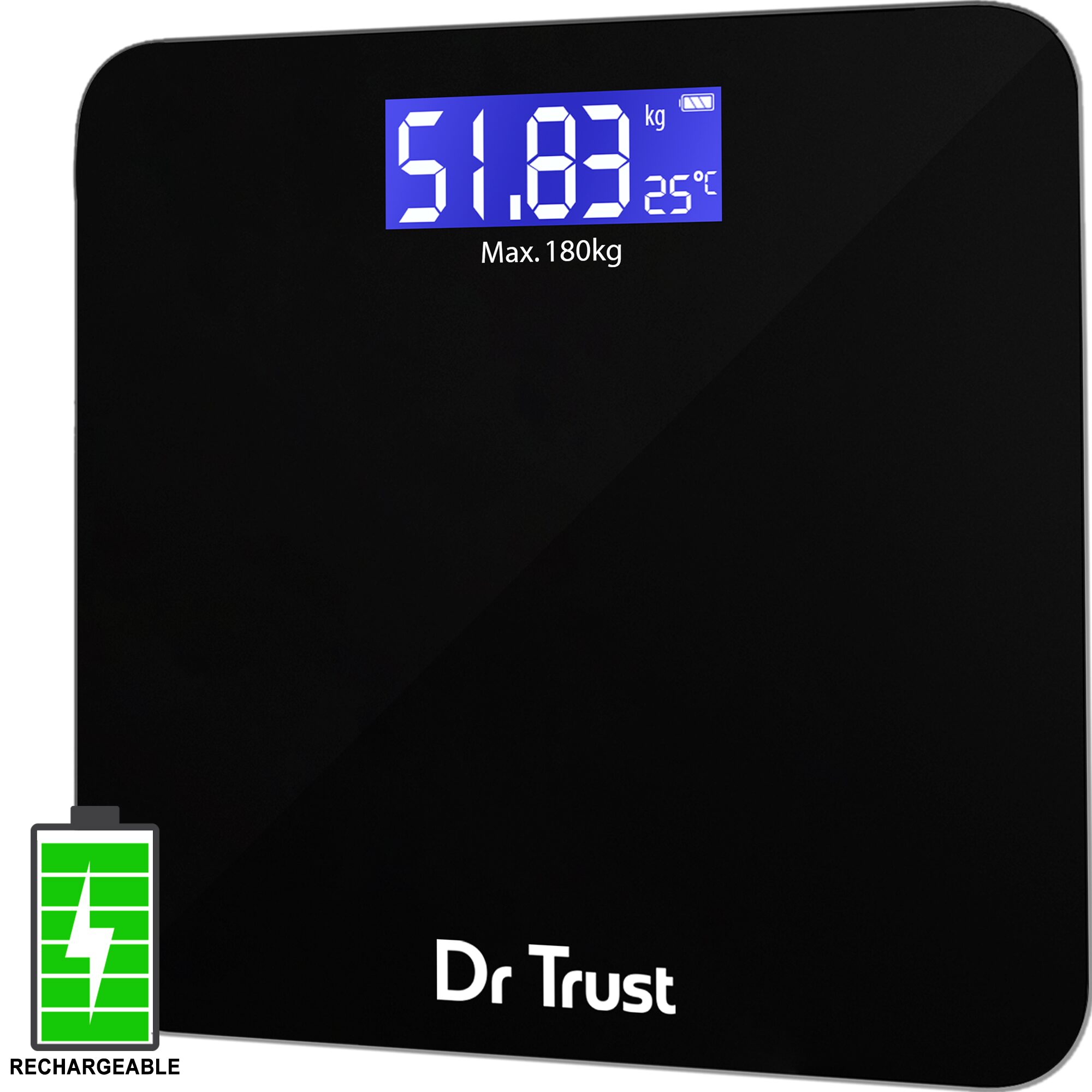 Dr Trust (USA) Electronic Zen Rechargeable Digital Personal Weighing Scale for Human Body with Temperature Display 180kg
Dr Trust (USA) Electronic Zen Rechargeable Digital Personal Weighing Scale for Human Body with Temperature Display 180kg