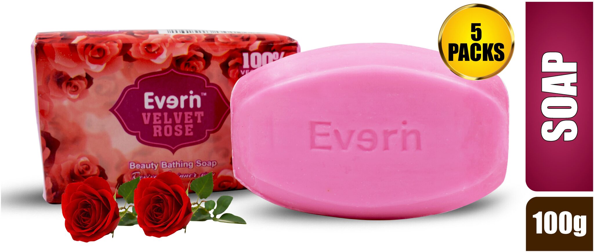 Everin Natural Detoxifying Cleansing Moisturizing Soap with Rose Extracts for All Skin Types (Pack of 5 100g each)
Everin Natural Detoxifying Cleansing Moisturizing Soap with Rose Extracts for All Skin Types (Pack of 5 100g each)