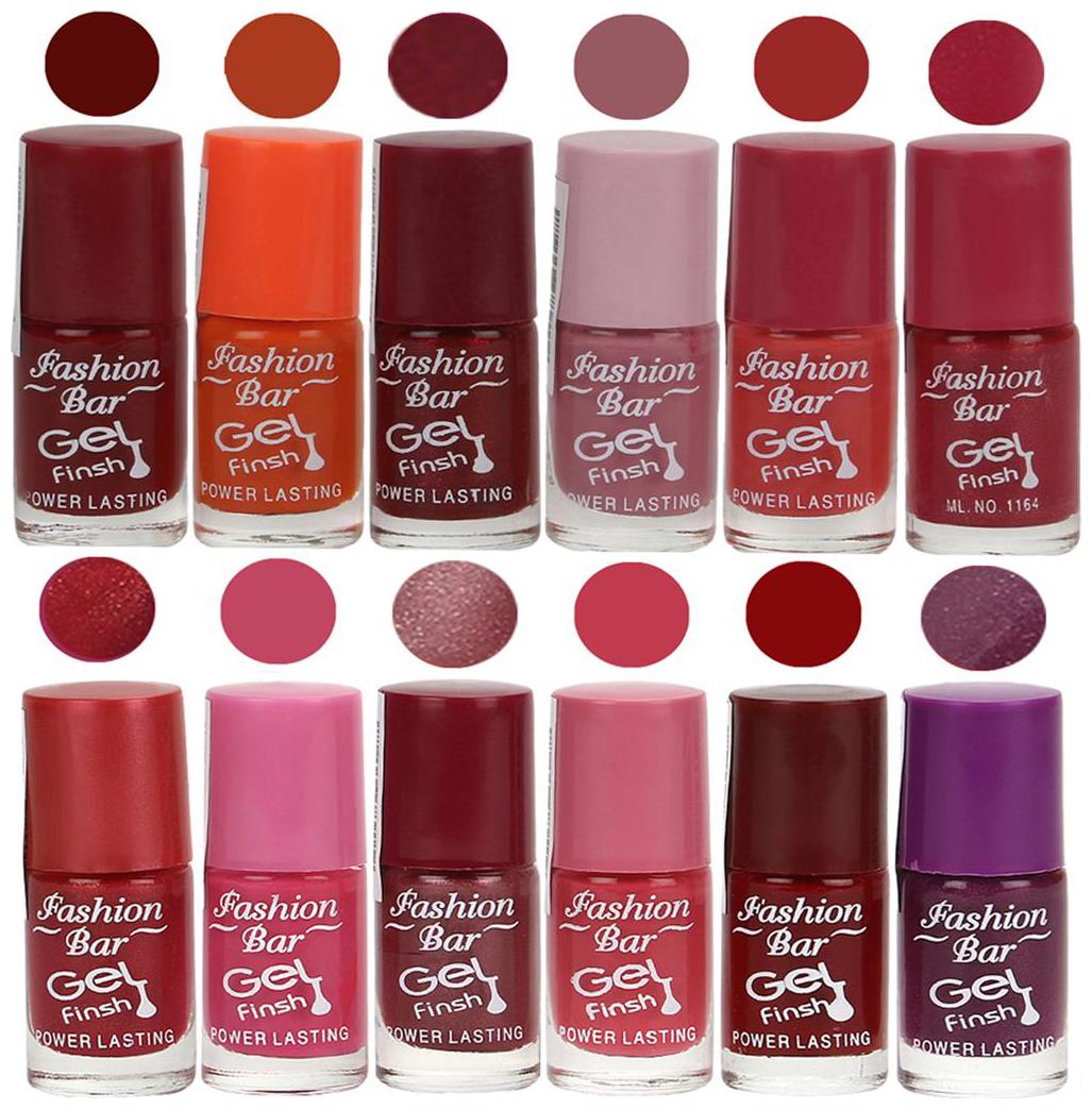 Fashion Bar Nail polish (Maroon Orange Shimmer Maroon Light Purple Pink Gajri H Red Light Pink Shimmer Light Purple Pink Brick Red Purple )
Fashion Bar Nail polish (Maroon Orange Shimmer Maroon Light Purple Pink Gajri H Red Light Pink Shimmer Light Purple Pink Brick Red Purple )