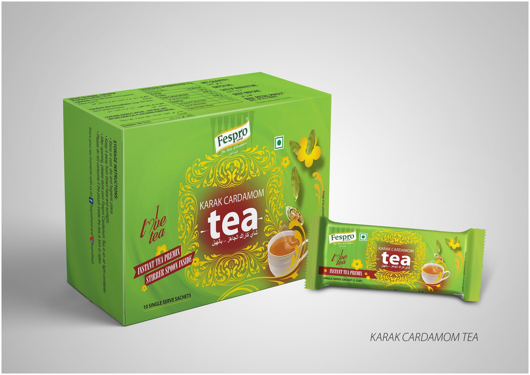 Fespro Instant Karak Cardamom Tea Box 140g (Pack of 2)
Fespro Instant Karak Cardamom Tea Box 140g (Pack of 2)