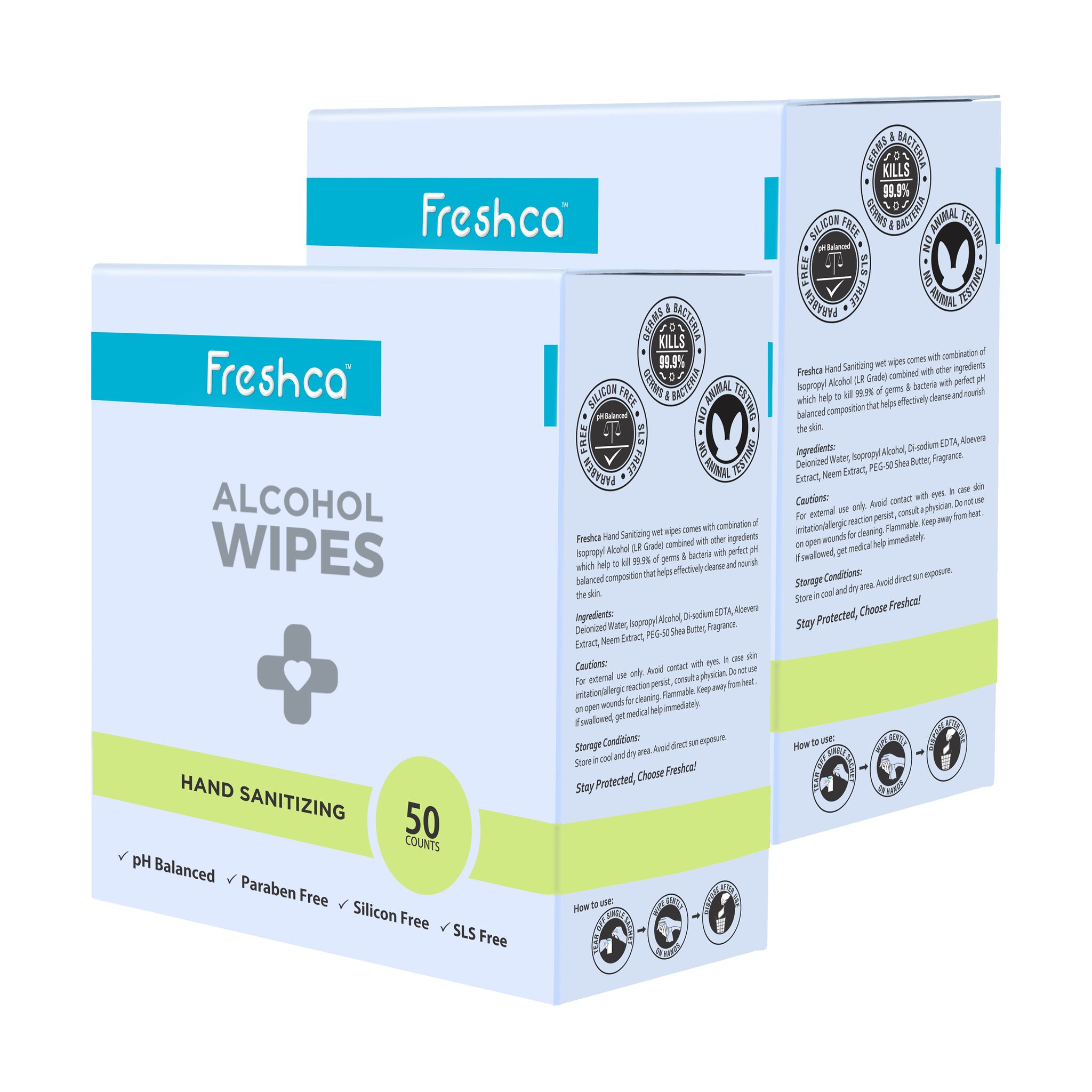 Freshca Hand Sanitizing Wet Wipes Single Sachet Aloe Vera Neem Extracts Alcohol Based Formula pH Balanced Paraben Silicon SLS Free 50 Pcs (Pack of 2)
Freshca Hand Sanitizing Wet Wipes Single Sachet Aloe Vera Neem Extracts Alcohol Based Formula pH Balanced Paraben Silicon SLS Free 50 Pcs (Pack of 2)