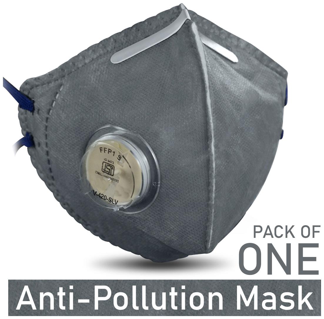 Gabbar Particulate Respirator V-420 FFP1S ISI Approved Anti-Pollution Mask with Valve and Adjustable Nose Clip - Pack of 1
Gabbar Particulate Respirator V-420 FFP1S ISI Approved Anti-Pollution Mask with Valve and Adjustable Nose Clip - Pack of 1