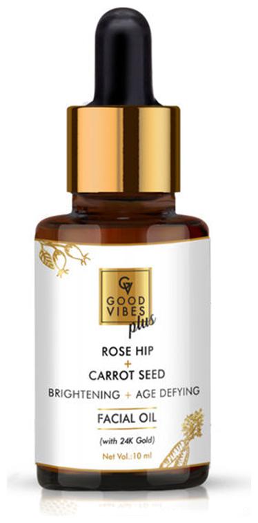 Good Vibes Plus Rose Hip Carrot Seed Brightening Age Defying Facial Oil with 24K Gold (10 ml)
Good Vibes Plus Rose Hip Carrot Seed Brightening Age Defying Facial Oil with 24K Gold (10 ml)