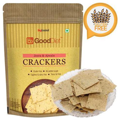 Gooddiet Crackers-Jeera Ajwain Gluten free 150 g
Gooddiet Crackers-Jeera Ajwain Gluten free 150 g