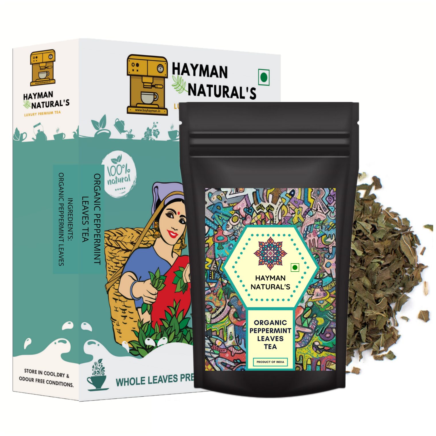 HAYMAN NATURAL S Organic Peppermint Leaves Tea (82 Cups) Good For Digestion Boost Immunity -100g
HAYMAN NATURAL S Organic Peppermint Leaves Tea (82 Cups) Good For Digestion Boost Immunity -100g