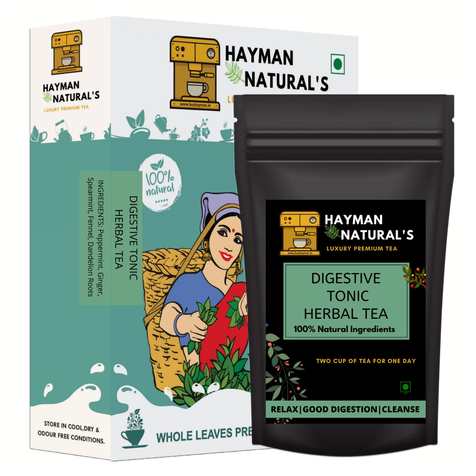 HAYMAN NATURAL S Digestive Tonic Herbal Tea ( - 112 Cups) Relaxes Stomach Reduces Gas Bloating Digestive Health and Supports Kidney Function -200g
HAYMAN NATURAL S Digestive Tonic Herbal Tea ( - 112 Cups) Relaxes Stomach Reduces Gas Bloating Digestive Health and Supports Kidney Function -200g
