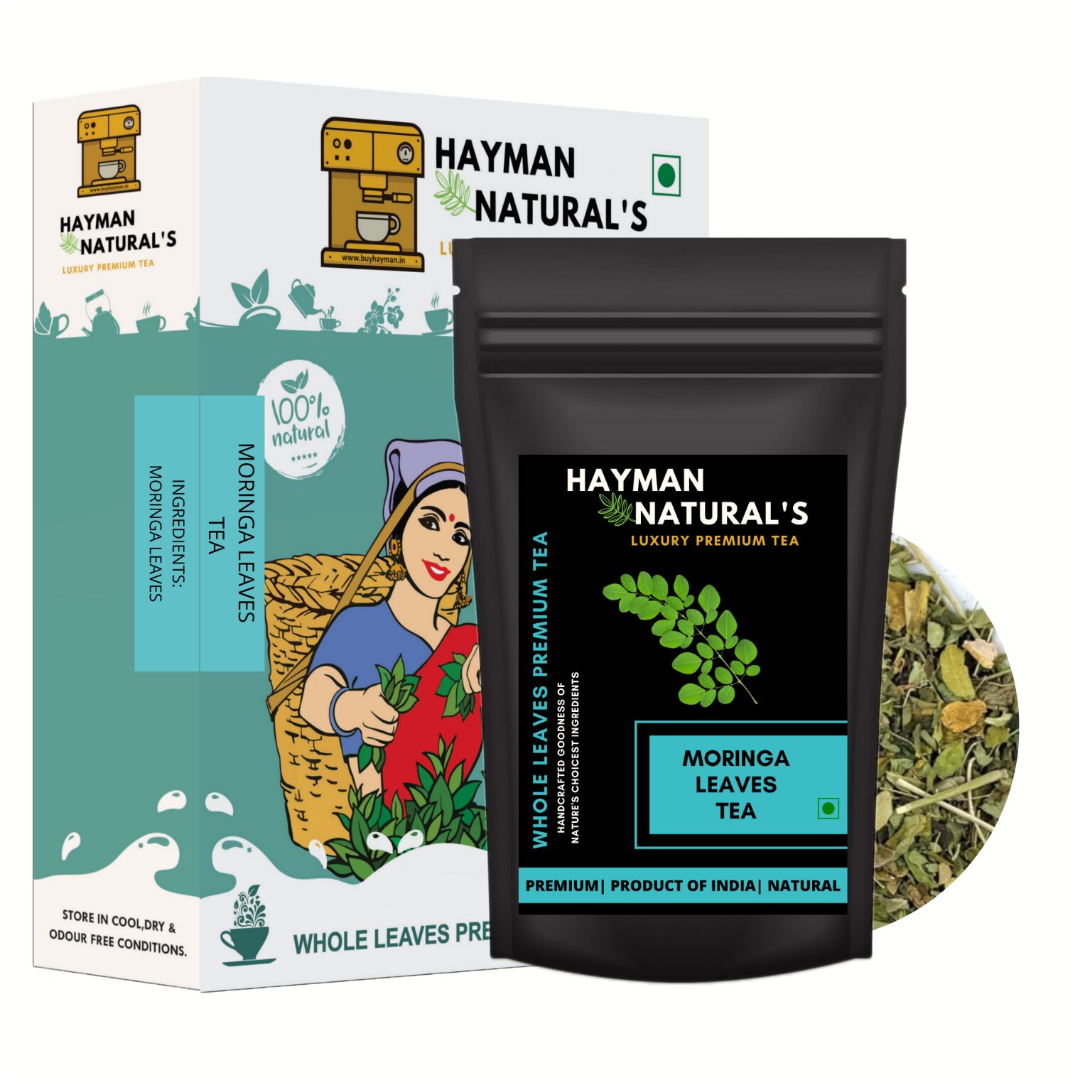 HAYMAN NATURAL S Moringa Leaves Tea ( - 41 Cups) Good for Digestion and Boost Immunity-50g
HAYMAN NATURAL S Moringa Leaves Tea ( - 41 Cups) Good for Digestion and Boost Immunity-50g