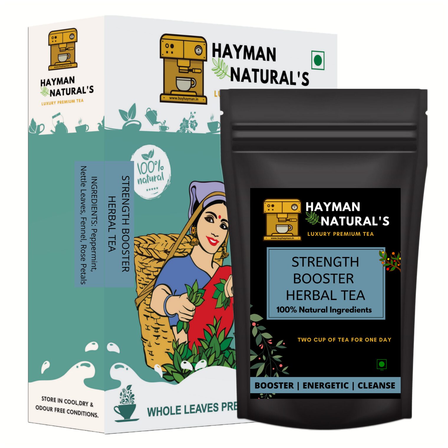 HAYMAN NATURAL S Strength Booster Herbal Tea ( - 112 Cups) good for muscular circular digestive and nervous system-200g
HAYMAN NATURAL S Strength Booster Herbal Tea ( - 112 Cups) good for muscular circular digestive and nervous system-200g