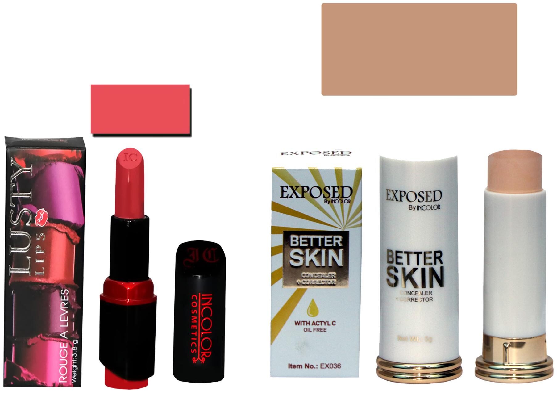 Incolor Soft Creme Lusty Lips Lipstick And Concealer Corrector Stick Red Pack of 2 (3 8 g Lipstick 5 g Concealer)
Incolor Soft Creme Lusty Lips Lipstick And Concealer Corrector Stick Red Pack of 2 (3 8 g Lipstick 5 g Concealer)