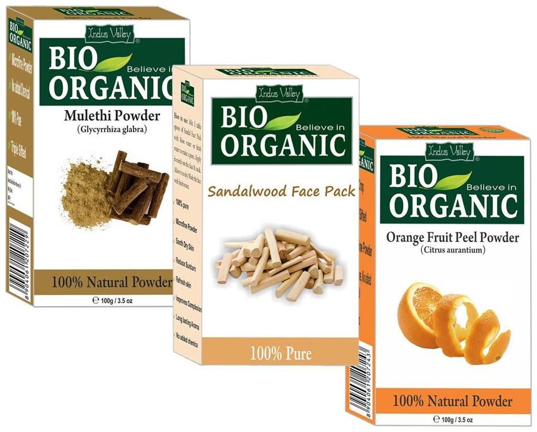 Indus Valley Bio Organic Mulethi Powder Orange Peel Powder Sandalwood Powder Combo Pack of 3
Indus Valley Bio Organic Mulethi Powder Orange Peel Powder Sandalwood Powder Combo Pack of 3
